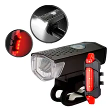 Kit Bike Farol Lanterna Sinalizador Recarregável Usb K131 Cor Preto Foto  mini 1