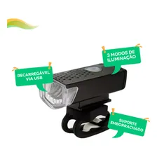 Kit Bike Farol Lanterna Sinalizador Recarregável Usb K131 Cor Preto Foto mini  3