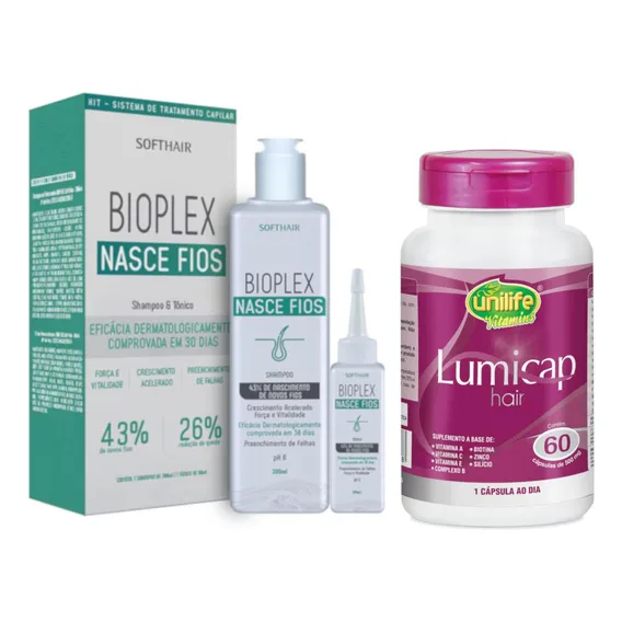 Kit Bioplex Nasce Fios E Lumicap Hair Suplemento Capilar Foto 1