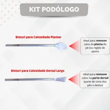 Kit Bisturi Calos Plantar + Bisturi Dorsal Podologia Inox Foto mini 2
