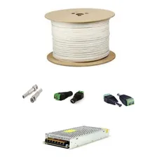 Kit Bobina Cftv 500m 90% +30 Conectores + Fonte 10 A A95 Foto  mini 1