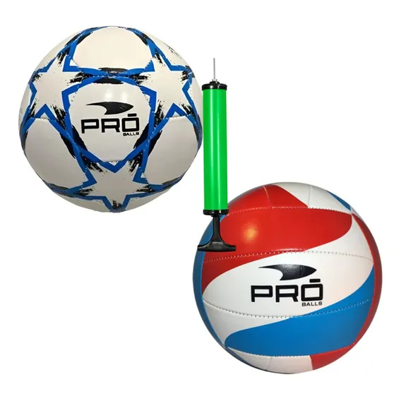Kit Bola De Vôlei + Bola De Futebol + Bomba Pró Sortidas Foto 1