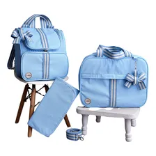 Kit Bolsa Baby Malão maternidade luxo 3 Peças menina menino cor azul-claro Foto mini 1