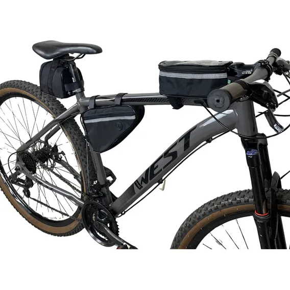 Kit Bolsa Bike Triangular Quadro Banco Selim Porta Celular Foto 1