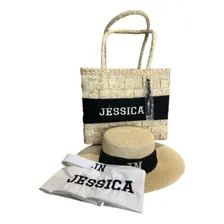 Kit Bolsa Feminina + Chapéu Personalizado + Faixas Extras Cor Bege/preto Foto mini 1