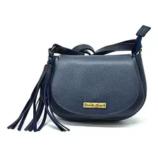 Kit Bolsa Feminina Grande E Mini Bolsa Couro Legitimo Cor Azul Marinho/ Caramelo Foto mini 4