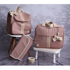 Kit Bolsa Mala Maternidade Luxo 3 Peças Menina Menino Cor Nude Foto mini 2