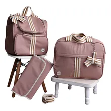 Kit Bolsa Mala Maternidade Luxo 3 Peças Menina Menino Cor Nude Foto mini 1