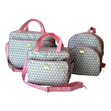 Kit Bolsa Maternidade Infantil Triângulo Rosa Tempo 3 Peças Foto mini 1