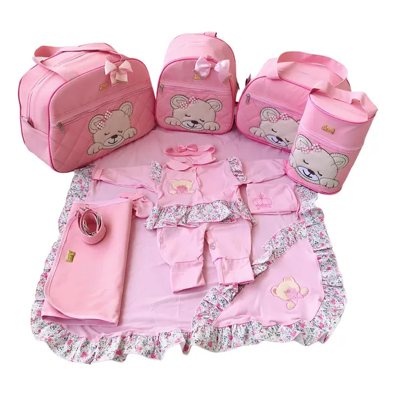 Kit Bolsa Maternidade Ursa Laço Com Saída Maternidade Foto 1