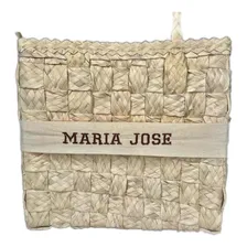 Kit Bolsa Sacola + Chapéu Palha Bordado Moda Verão Praia Cor Bege Foto mini  2