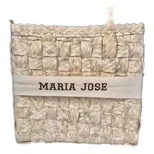 Kit Bolsa Sacola + Chapéu Palha Bordado Moda Verão Praia Cor Bege Foto mini 2