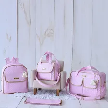 Kit Bolsa Saída Maternidade Feminina Rosa Com Mochila Beb Foto  mini 1