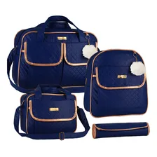 Kit Bolsa Saída Maternidade Mala Multifuncional Com Mochila Cor Azul-marinho Foto  mini 1