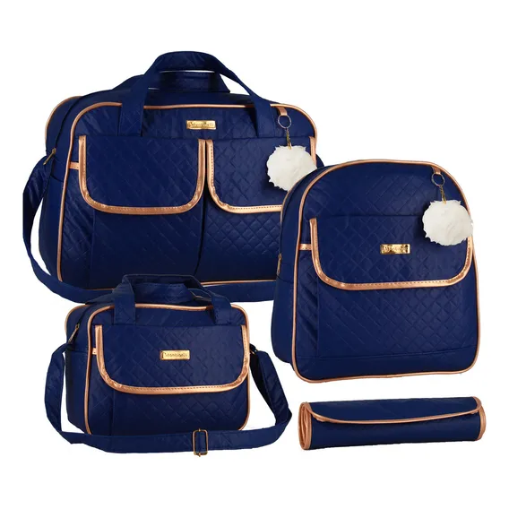 Kit Bolsa Saída Maternidade Mala Multifuncional Com Mochila Cor Azul-marinho Foto 1