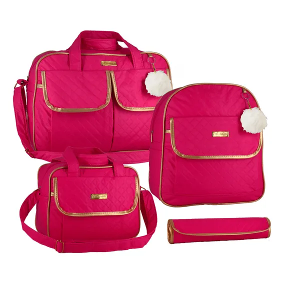 Kit Bolsa Saída Maternidade Mala Multifuncional Com Mochila Cor Pink Foto 1