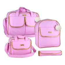 Kit Bolsa Saída Maternidade Mala Multifuncional Com Mochila Cor Rosa-claro Foto  mini 1