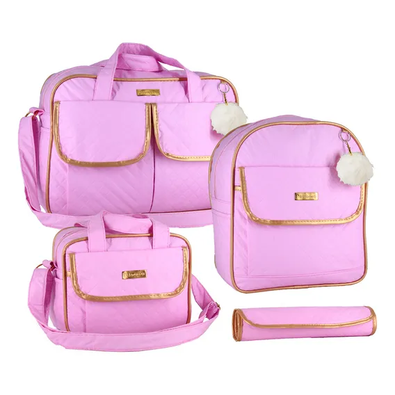 Kit Bolsa Saída Maternidade Mala Multifuncional Com Mochila Cor Rosa-claro Foto 1