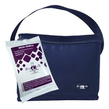 Kit Bolsa Termica Pequena Lanches Academia Fitness + Gel Cor Azul-marinho Foto  mini 1