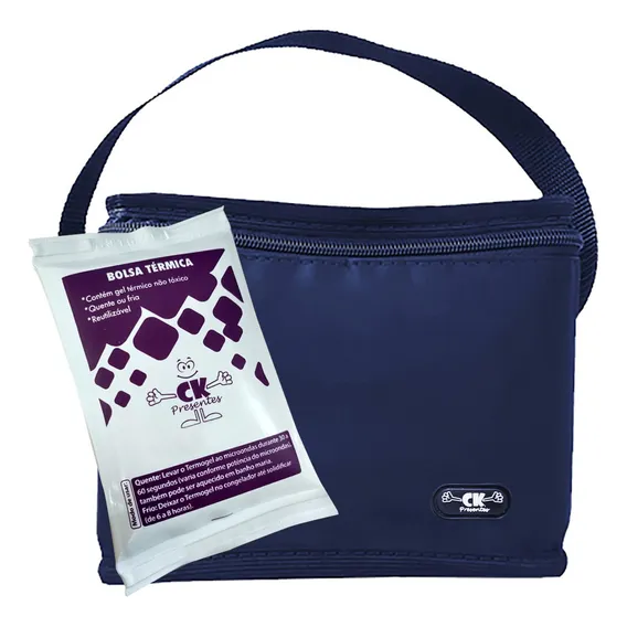 Kit Bolsa Termica Pequena Lanches Academia Fitness + Gel Cor Azul-marinho Foto 1
