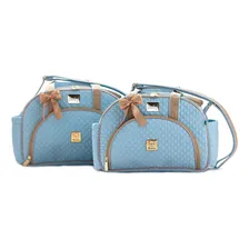 Kit Bolsas Bebe Maternidade Personalizadas - M, P E Trocador Cor Azul BebĂȘ Foto mini 1