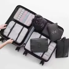 Kit Bolsas De Viagem Organizador Prático De Mala Roupa 8 Pçs Cor Preto Foto mini  2
