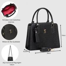 Kit Bolsas Femininas Baú E Flat Pequena Com Carteira Preta Foto mini 3