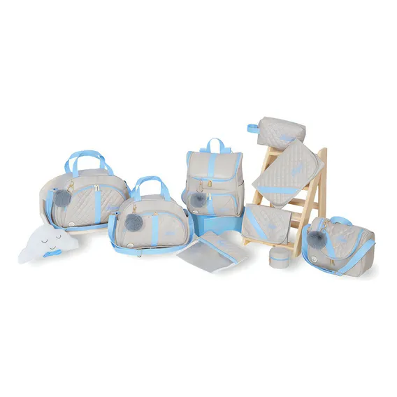 Kit Bolsas Maternidade Personalizadas Especial Azul BebĂȘ 9p Foto 1