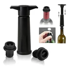 Kit Bomba A Vácuo Com 2 Rolhas Para Vinho - Preto Foto mini 2