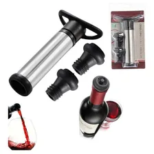 Kit Bomba De Vácuo Ideal Tampar Vinho Inox 2 Rolhas Silicone Cor Preto Foto mini 4