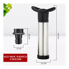 Kit Bomba De Vácuo Ideal Tampar Vinho Inox 2 Rolhas Silicone Cor Preto Foto mini  3