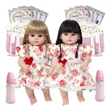 Kit Bonecas Gêmeas Baby Reborn 52cm Com Chupeta Itens Foto mini 1