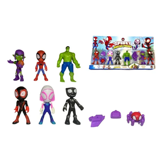 Kit Bonecos Homem Aranha Spider Amazing Hulk Acess贸rios Foto 1