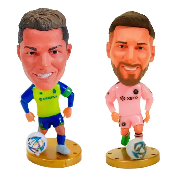Kit Bonecos Miniaturas Messi E Cristiano Ronaldo Foto 1
