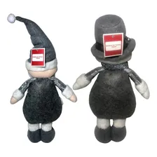Kit Bonecos Natal Decorativos Prata Prateado Luxo - Decoração Natalina - Wms : Papai Noel + Boneco De Neve Foto mini 4