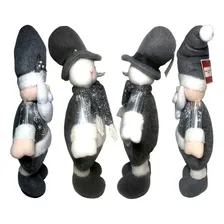Kit Bonecos Natal Decorativos Prata Prateado Luxo - Decoração Natalina - Wms : Papai Noel + Boneco De Neve Foto mini  3