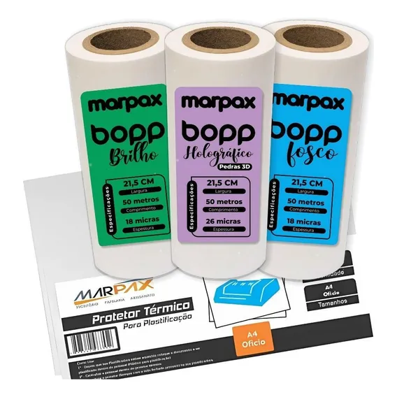 Kit Bopp Holográfico A4 + Bopp Brilho + Bopp Fosco | Marpax Foto 1