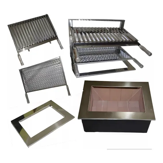 Kit Braseiro Suspenso 80x45 Com 2 Grelhas E Grill Foto 1