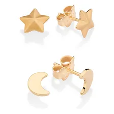 Kit Brinco Lua E Estrela Banhado A Ouro 527451 Rommanel Foto mini 2