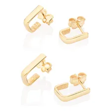 Kit Brinco Retangular Folheado A Ouro 18k Rommanel 527241 Foto mini 2