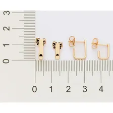 Kit Brinco Retangular Folheado A Ouro 18k Rommanel 527241 Foto mini 3