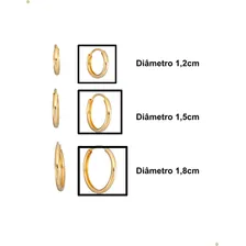 Kit Brinco Trio Com 3 Argolas 1 2 3 Furo Banhado Ouro 18k Foto mini  2