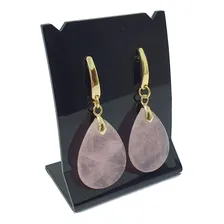 Kit: Brincos Gota Quartzo Rosa+ Pulseira De Capim Dourado Foto mini 3