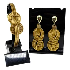 Kit: Brincos + Pulseira Capim Dourado Bioj贸ias C/ Foto mini 1