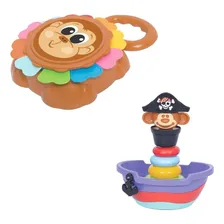 Kit Brinquedo Bebê Didático Empilha Pirata Empilha Macaco Foto mini 1