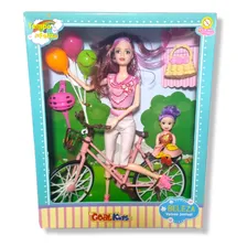 Kit Brinquedo Boneca Família Bicicleta Articulada + Foto mini 3