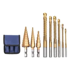 Kit Brocas Corte Lateral E Escalonadas 9 Peças Hss Titânio Foto mini 1