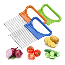 Kit C/02 Suporte Fatiador Cortador Cebola Tomate Pente Inox Foto  mini 1