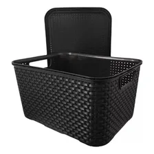 Kit C/ 03 Cestos Organizadores Rattan De 40 Lts Preto Foto mini 4