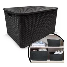 Kit C/ 03 Cestos Organizadores Rattan De 40 Lts Preto Foto mini  2